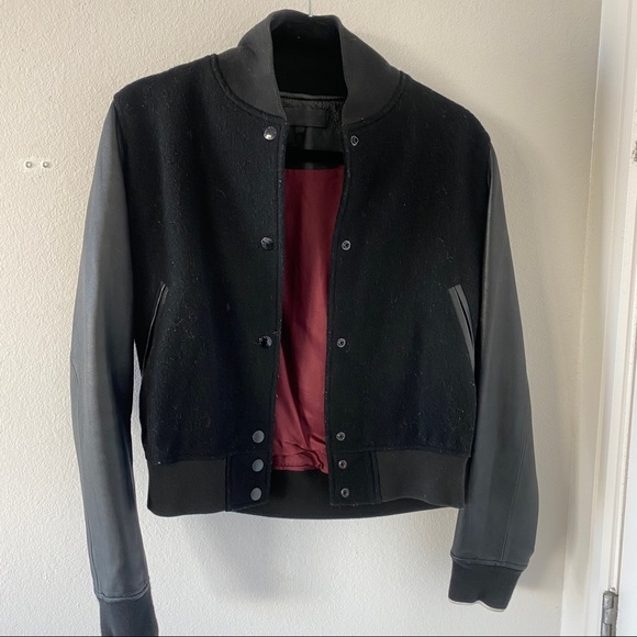 Rag & bone wool and leather bomber jacket - Picture 3 of 6